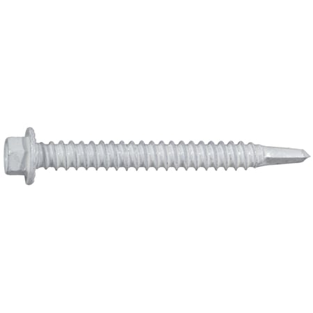 Midwest Fastener Self-Drilling Screw, #12 x 2 in, White Ruspert Steel Flange Hex Head External Hex Drive, 50 PK 54490